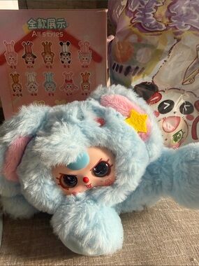 Blue Plush Bunny Doll with Star Accent - Cute Kids Plush Toy